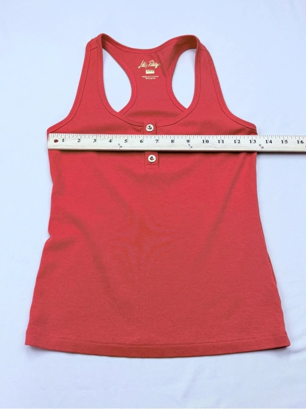 Lilly Pulitzer Raspberry Red Racerback Tank with Button Placket - Picture 5 of 9